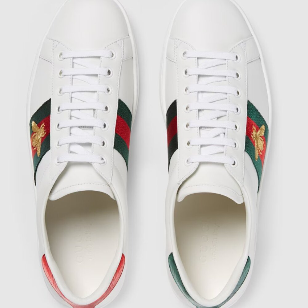 Gucci Men’s Ace Sneaker with Bee – White Leather | Size 9.5